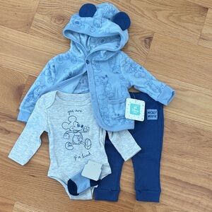 Disney Mickey Mouse Blue and Gray Baby 4 Piece Set